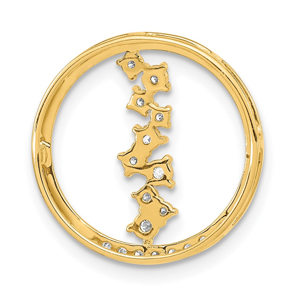 14K Yellow Gold Polished Real Diamond Dangle Circle Chain Slide