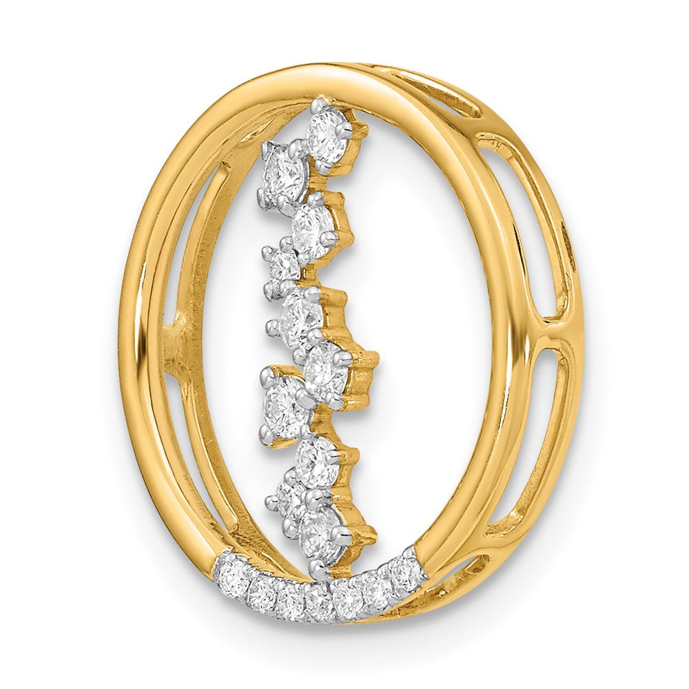 14K Yellow Gold Polished Real Diamond Dangle Circle Chain Slide