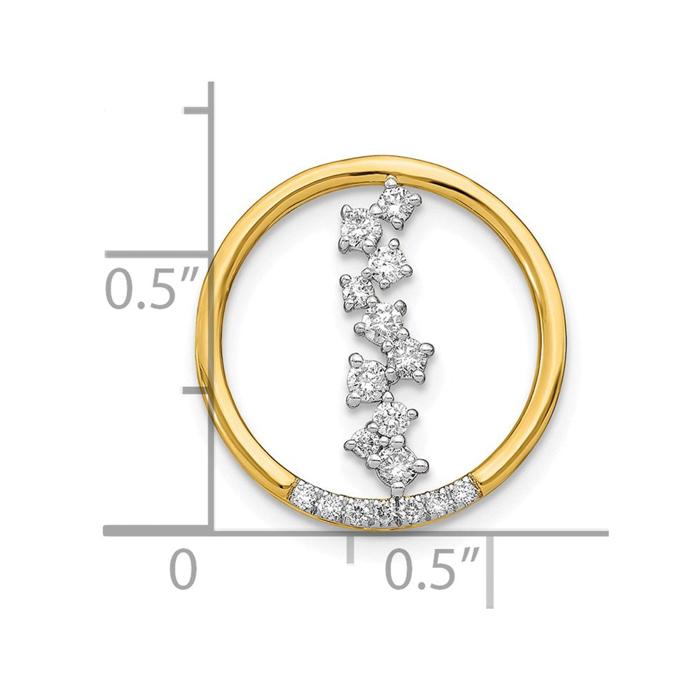 14K Yellow Gold Polished Real Diamond Dangle Circle Chain Slide