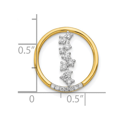 14K Yellow Gold Polished Real Diamond Dangle Circle Chain Slide