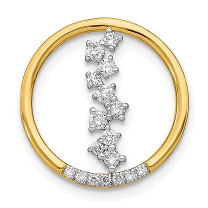 14K Yellow Gold Polished Real Diamond Dangle Circle Chain Slide