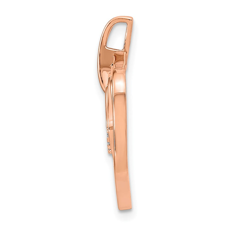 14k Rose Gold Polished Real Diamond Fancy Swirl Chain Slide