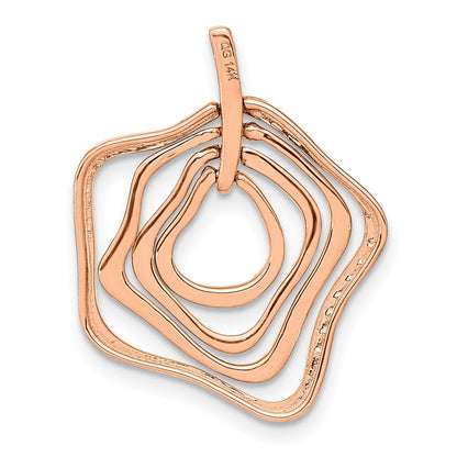 14k Rose Gold Polished Real Diamond Fancy Swirl Chain Slide