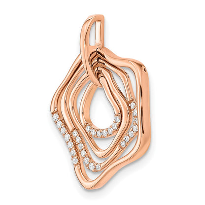 14k Rose Gold Polished Real Diamond Fancy Swirl Chain Slide