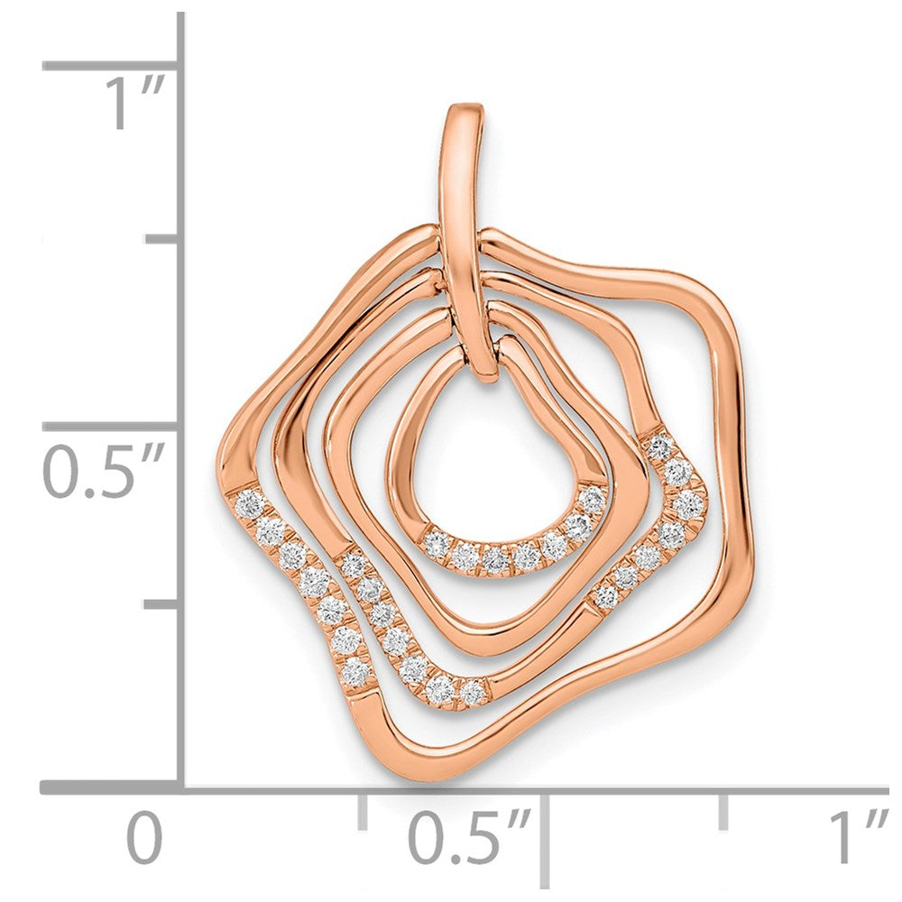 14k Rose Gold Polished Real Diamond Fancy Swirl Chain Slide