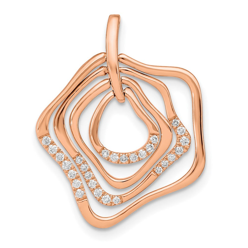 14k Rose Gold Polished Real Diamond Fancy Swirl Chain Slide