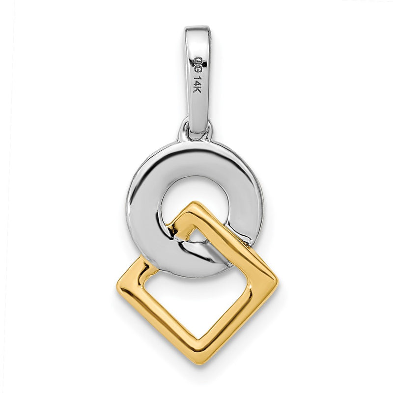 14k Two-Tone Gold Polished Real Diamond Circle and Square Chain Slide