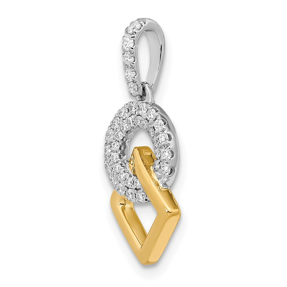 14k Two-Tone Gold Polished Real Diamond Circle and Square Chain Slide