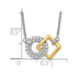 14k Two-Tone Gold Polished Real Diamond Circle and Square 18in Necklace