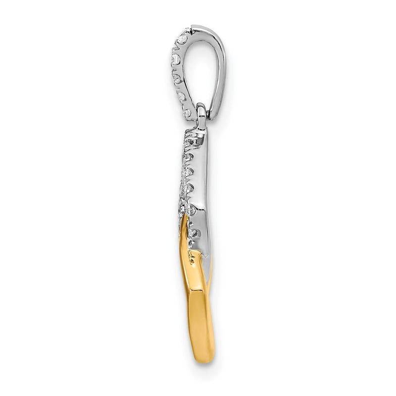 14k Two-Tone Gold Real Diamond Double Square Chain Slide