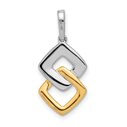 14k Two-Tone Gold Real Diamond Double Square Chain Slide