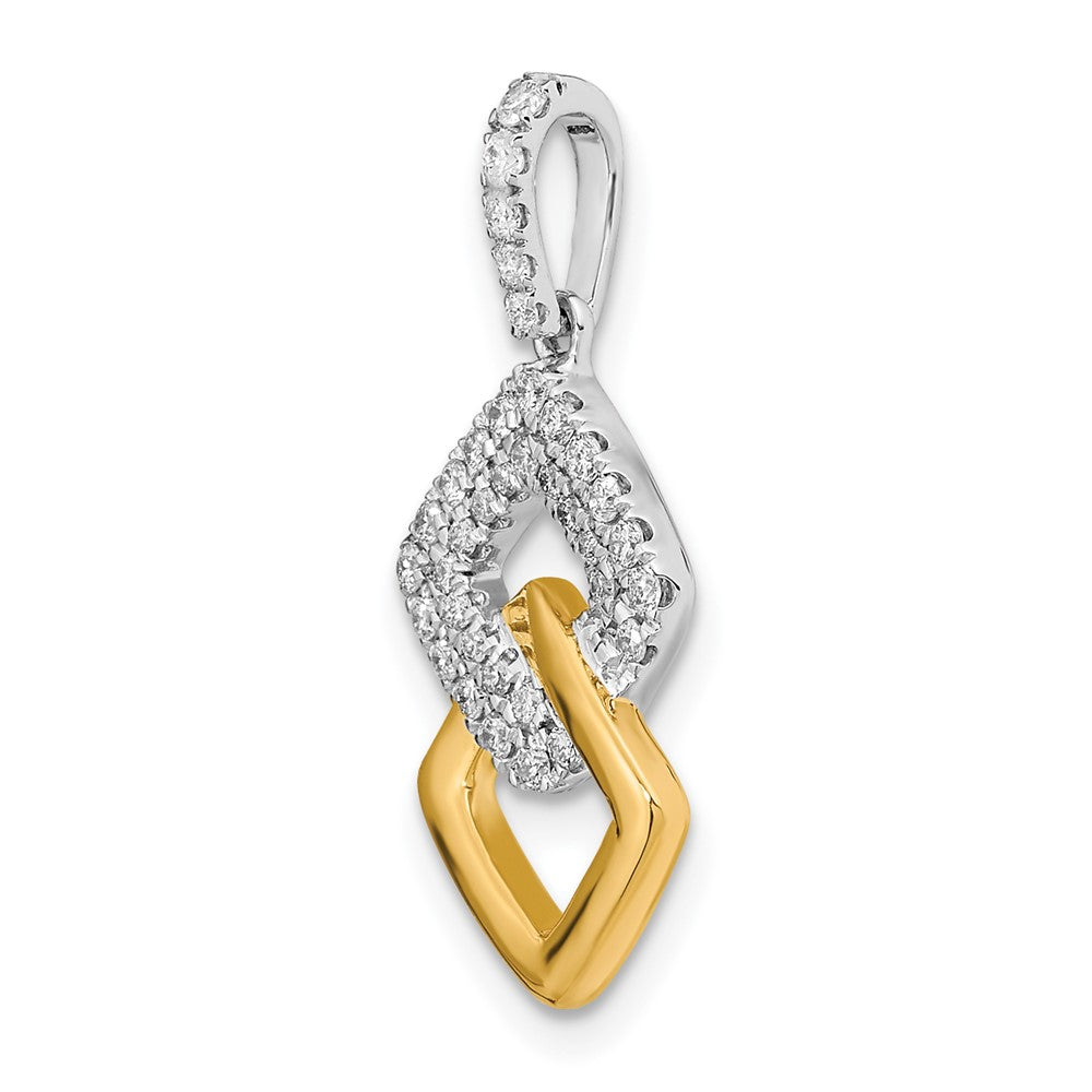 14k Two-Tone Gold Real Diamond Double Square Chain Slide