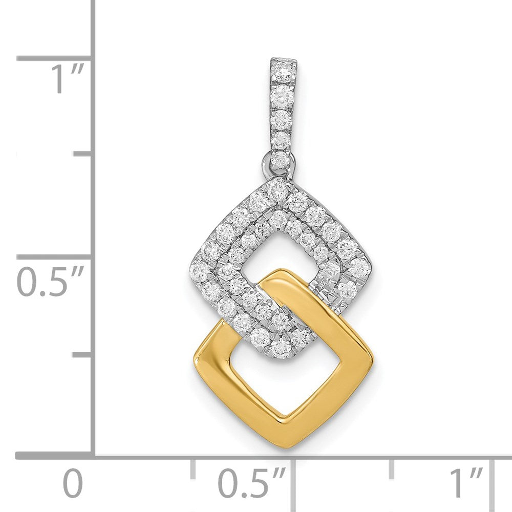 14k Two-Tone Gold Real Diamond Double Square Chain Slide
