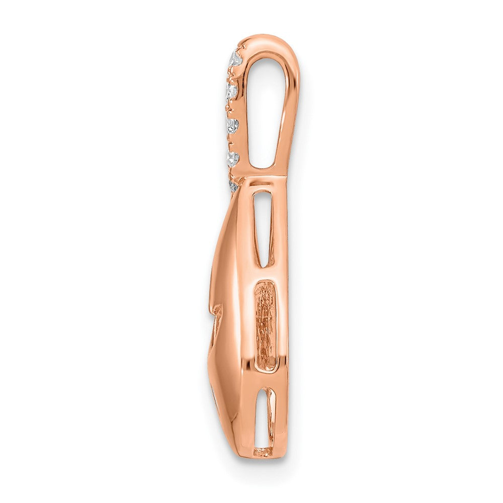 14k Rose Gold Polished Real Diamond Teardrop w/Flower Chain Slide
