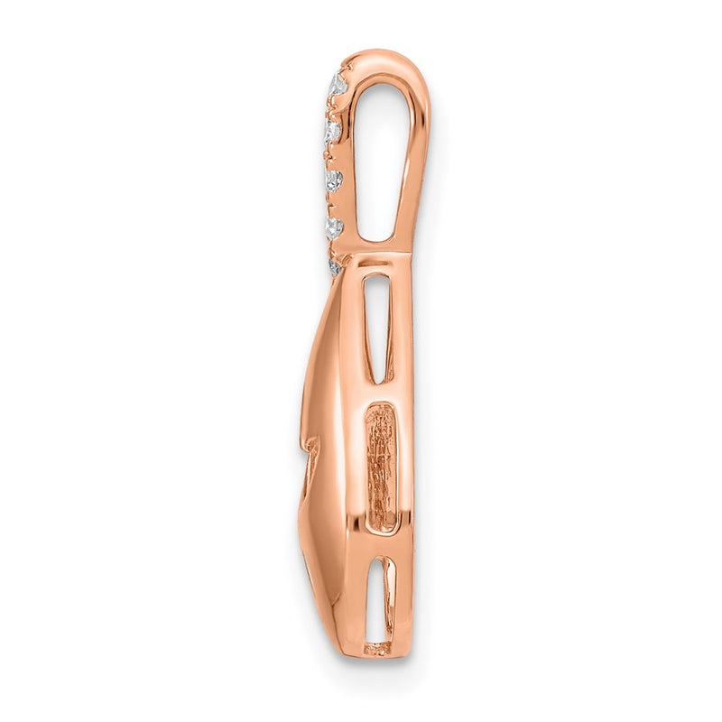 14k Rose Gold Polished Real Diamond Teardrop w/Flower Chain Slide