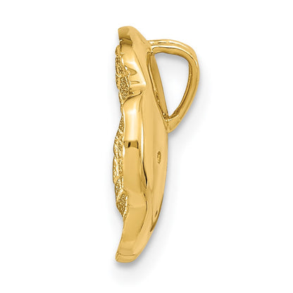 14K Yellow Gold Polished and Textured Real Diamond Circle Chain Slide