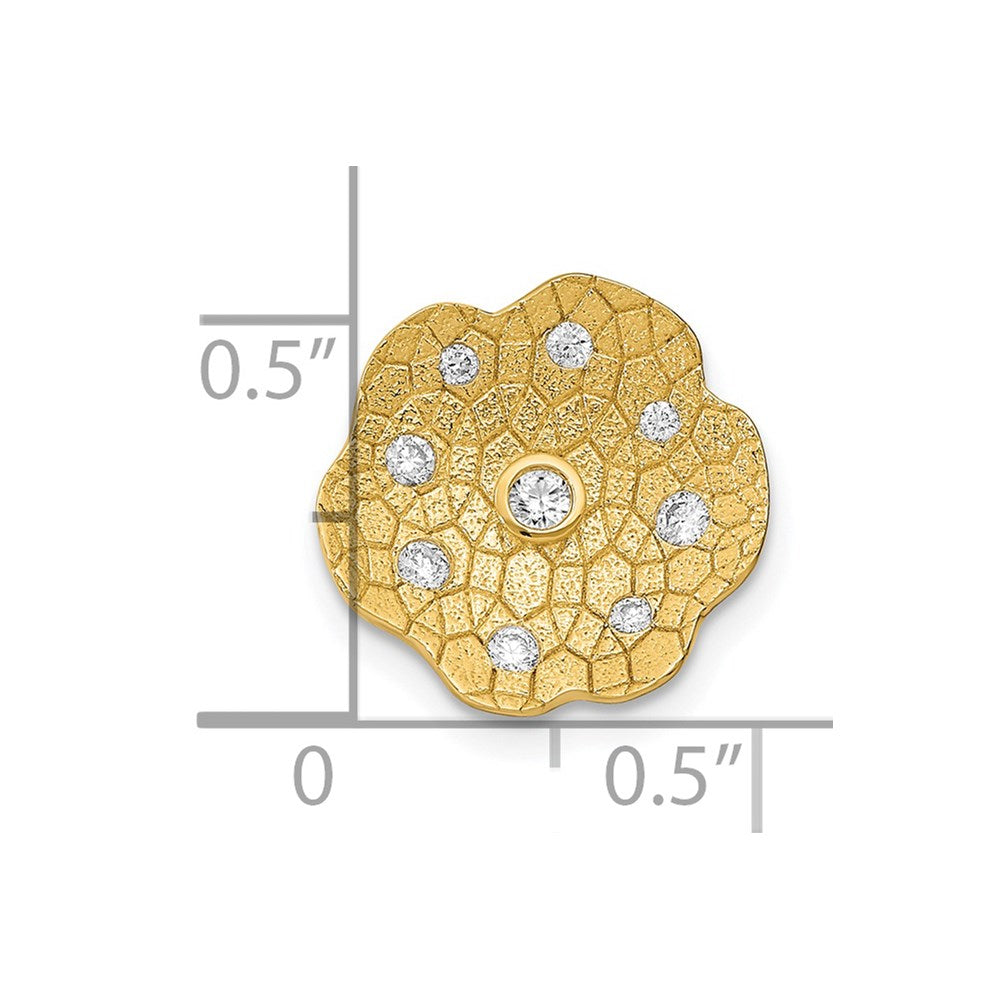 14K Yellow Gold Polished and Textured Real Diamond Circle Chain Slide