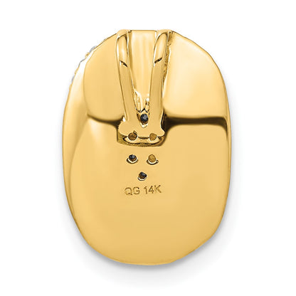 14K Yellow Gold Polished and Textured Real Diamond Oval Chain Slide