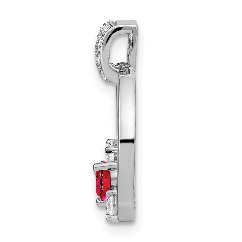 14k White Gold Real Diamond and Ruby Circle Chain Slide