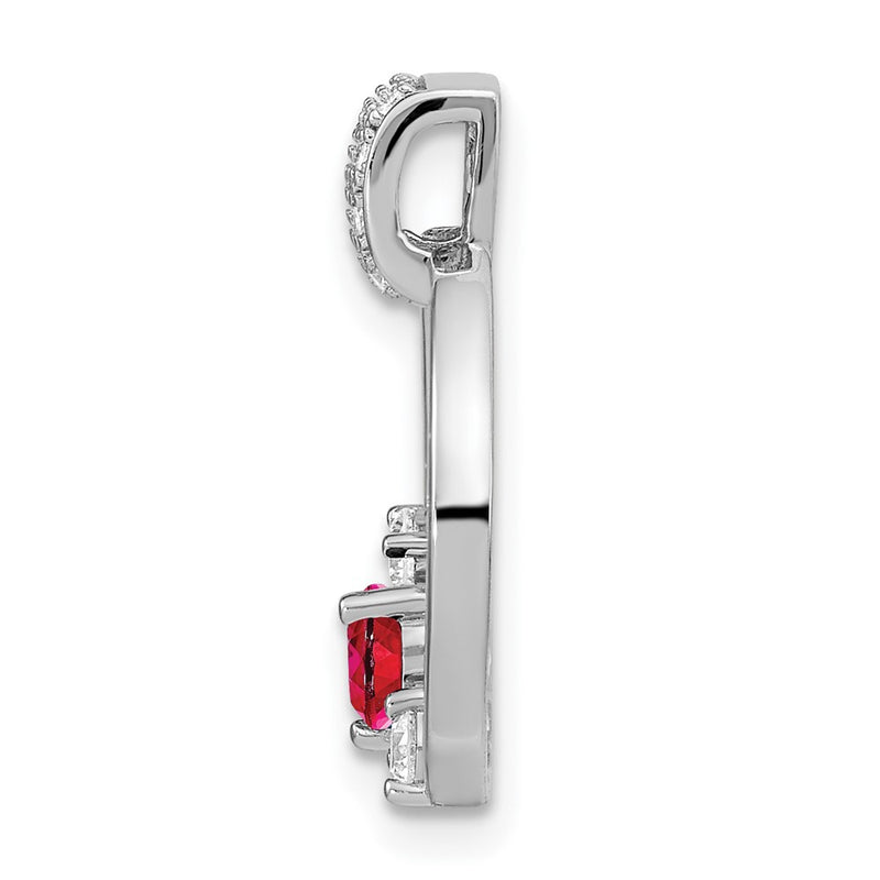 14k White Gold Real Diamond and Ruby Circle Chain Slide