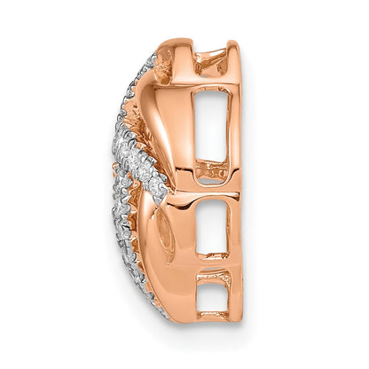 14k Rose Gold Polished Real Diamond Love Knot Chain Slide