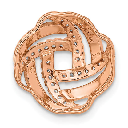 14k Rose Gold Polished Real Diamond Love Knot Chain Slide