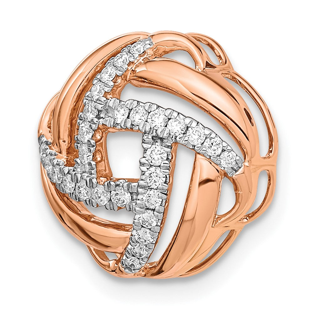 14k Rose Gold Polished Real Diamond Love Knot Chain Slide