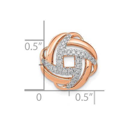 14k Rose Gold Polished Real Diamond Love Knot Chain Slide