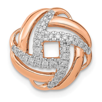14k Rose Gold Polished Real Diamond Love Knot Chain Slide