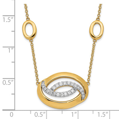14K Yellow Gold Polished Real Diamond Oval 18in Necklace