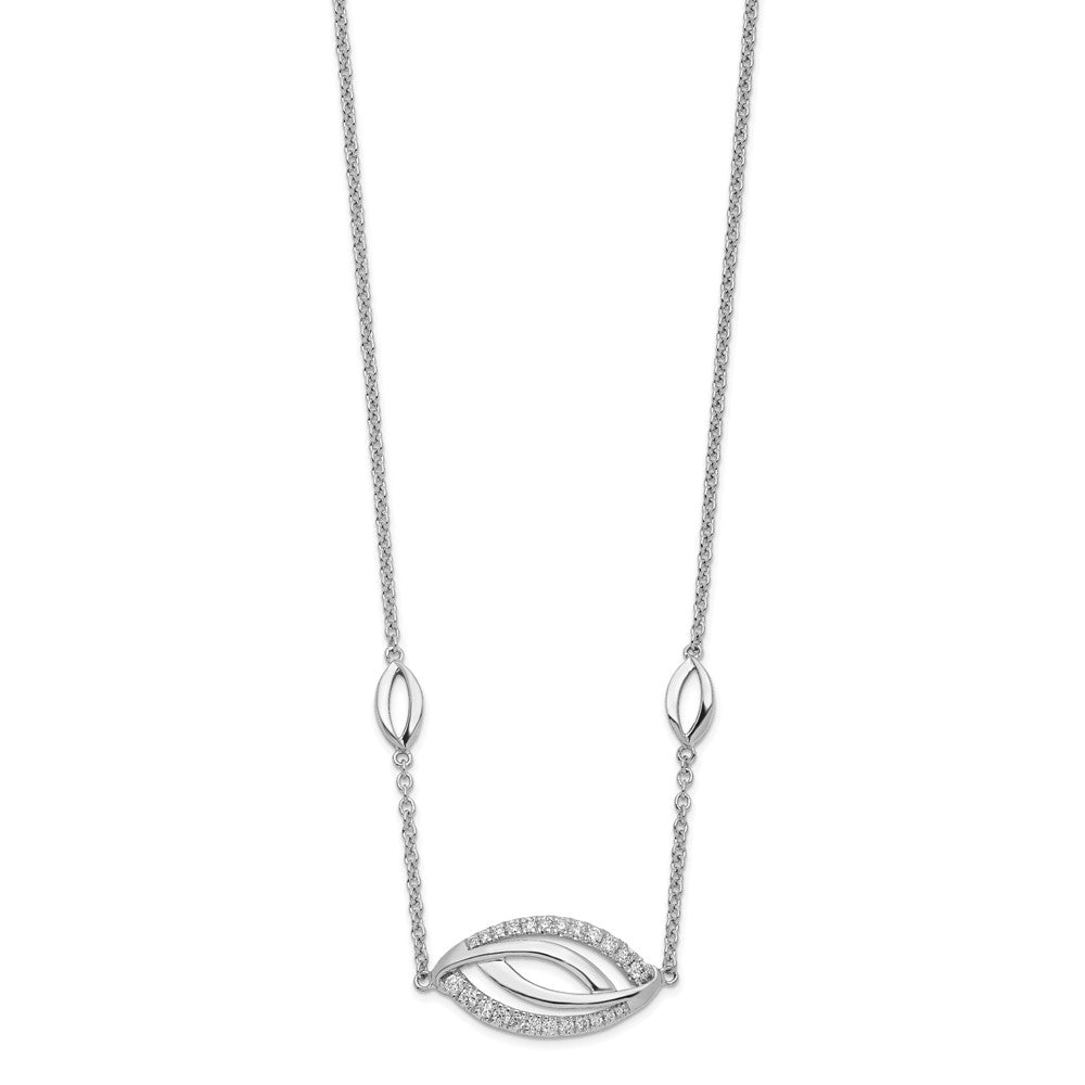 14k White Gold Eye-Shape Real Diamond 18in Necklace