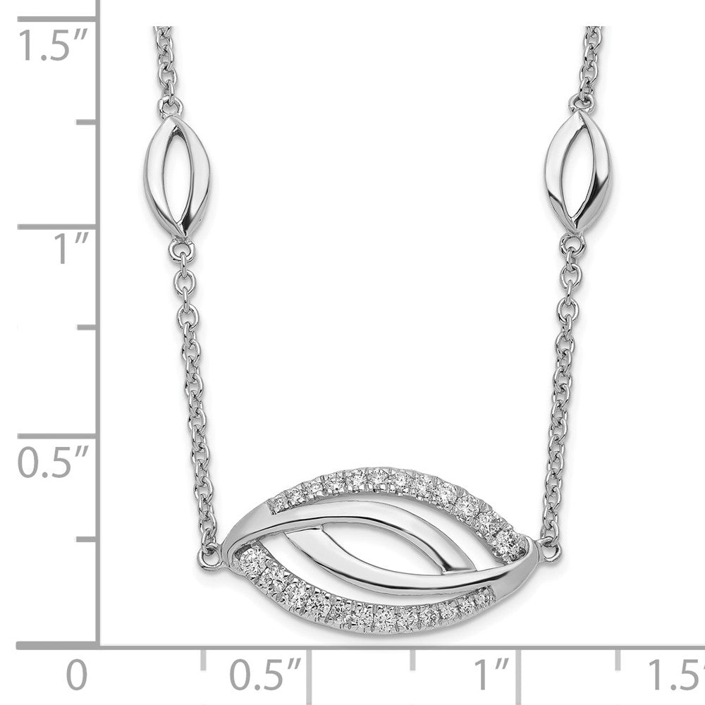 14k White Gold Eye-Shape Real Diamond 18in Necklace
