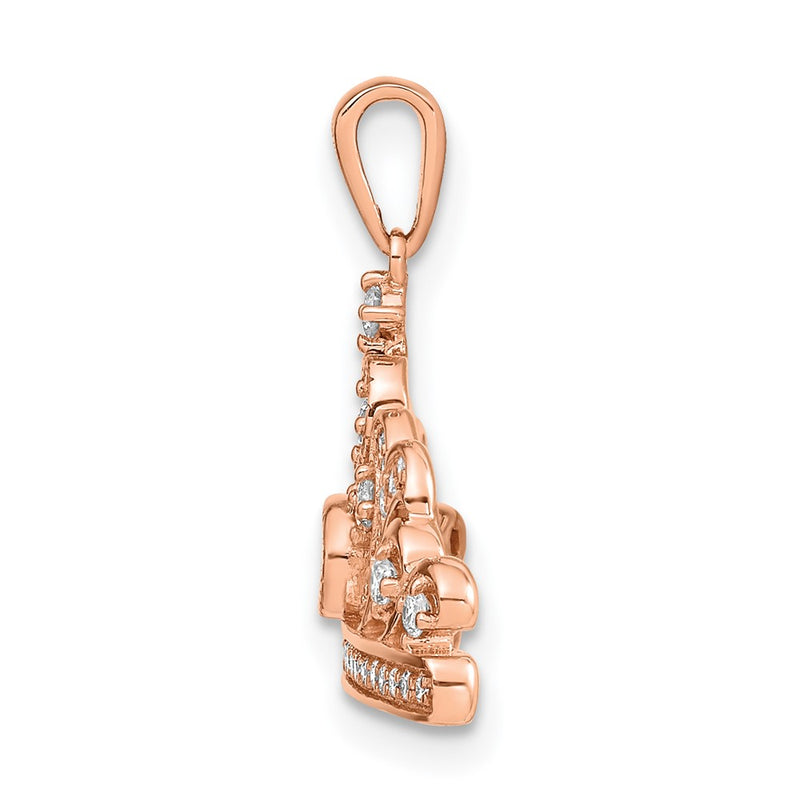 14k Rose Gold Polished Real Diamond Tiara Pendant