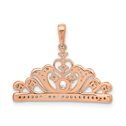 14k Rose Gold Polished Real Diamond Tiara Pendant