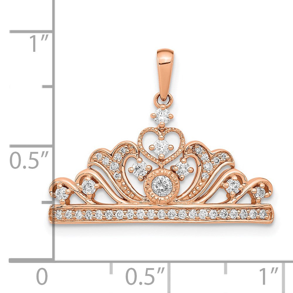14k Rose Gold Polished Real Diamond Tiara Pendant
