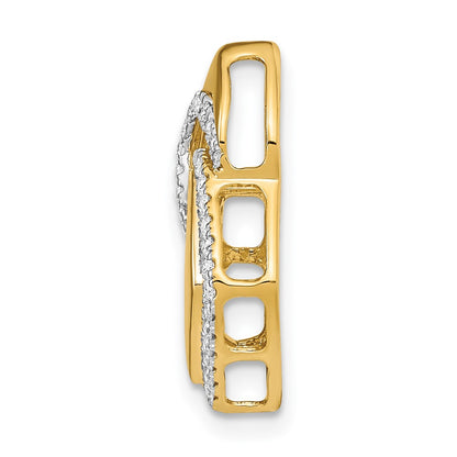 14K Yellow Gold Polished Real Diamond Fancy Shaped Chain Slide
