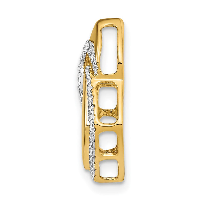 14K Yellow Gold Polished Real Diamond Fancy Shaped Chain Slide