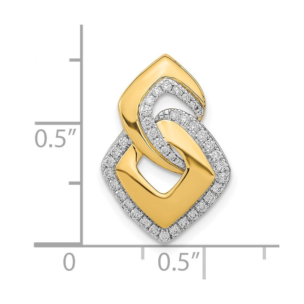 14K Yellow Gold Polished Real Diamond Fancy Shaped Chain Slide