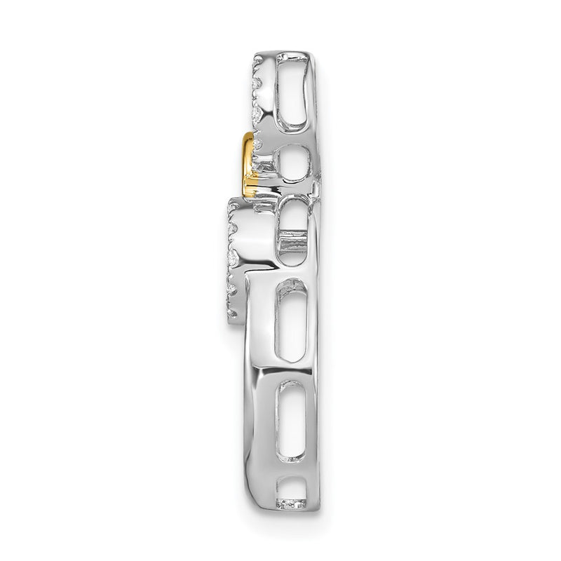 14k Two-Tone Gold Polished Real Diamond Circles Chain Slide