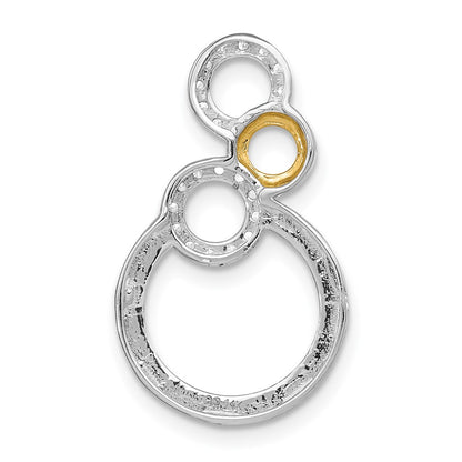 14k Two-Tone Gold Polished Real Diamond Circles Chain Slide