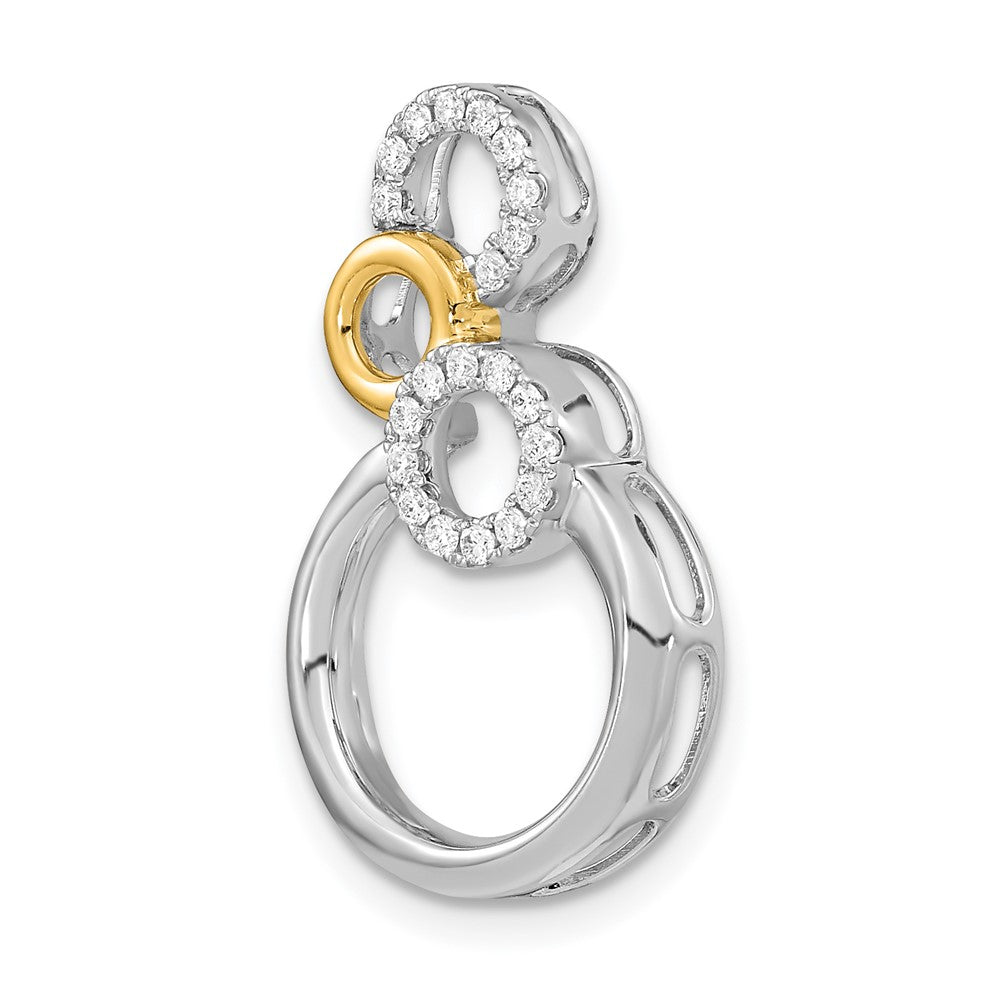 14k Two-Tone Gold Polished Real Diamond Circles Chain Slide