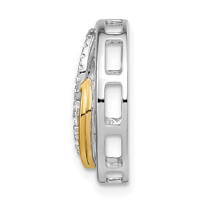 14k Two-Tone Gold Polished Real Diamond Circle Cluster Chain Slide