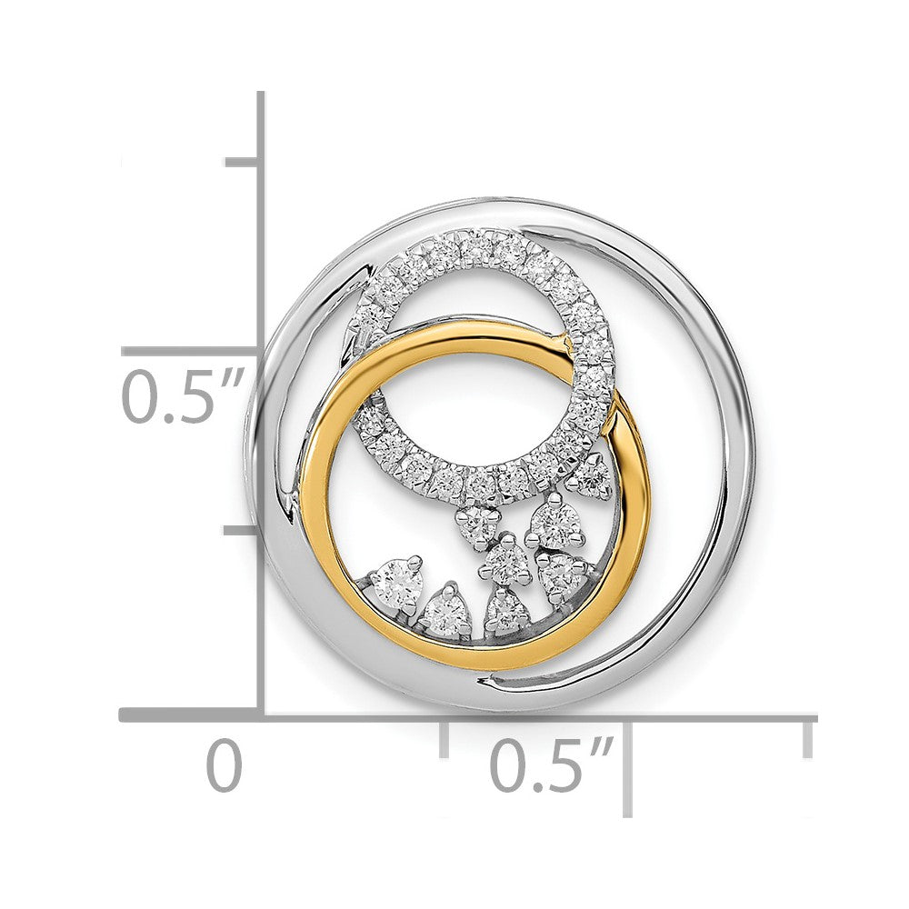 14k Two-Tone Gold Polished Real Diamond Circle Cluster Chain Slide