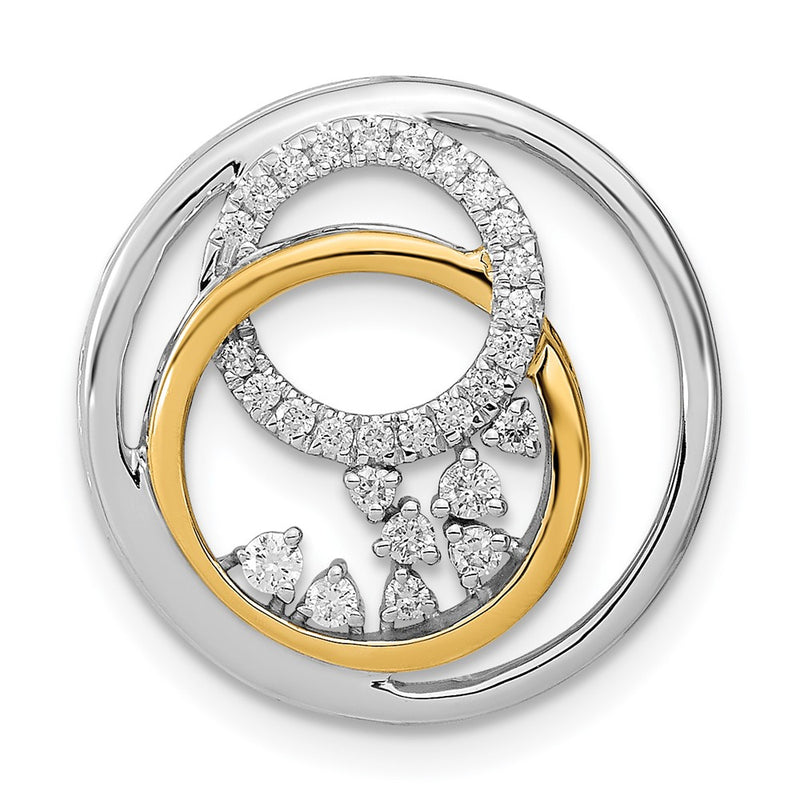 14k Two-Tone Gold Polished Real Diamond Circle Cluster Chain Slide