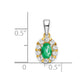Solid 14k Two-tone Oval Simulated Emerald and CZ Halo Pendant
