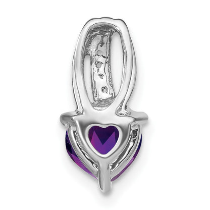 14k White Gold Heart Amethyst and Real Diamond Pendant