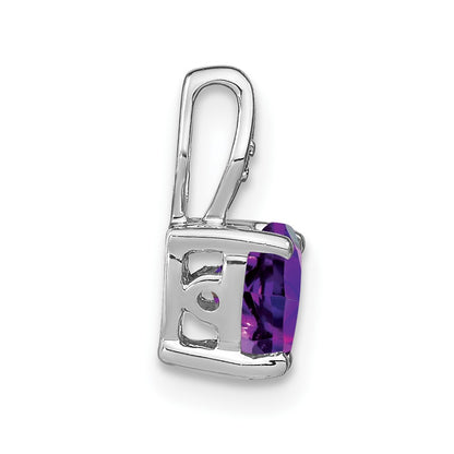 14k White Gold Heart Amethyst and Real Diamond Pendant