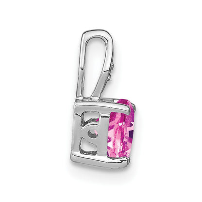 14k White Gold Heart Created Pink Sapphire and Real Diamond Pendant
