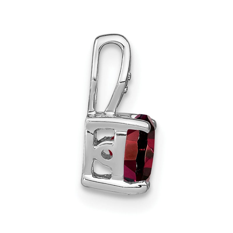 14k White Gold Heart Garnet and Real Diamond Pendant