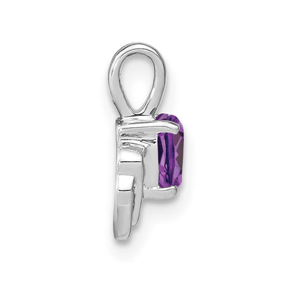 14k White Gold Amethyst and Real Diamond Pendant